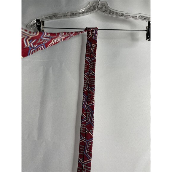 Trail Creek Mens Silk Geometric Regular Tie Necktie Multi-Color Red 58 inch - Picture 9 of 12